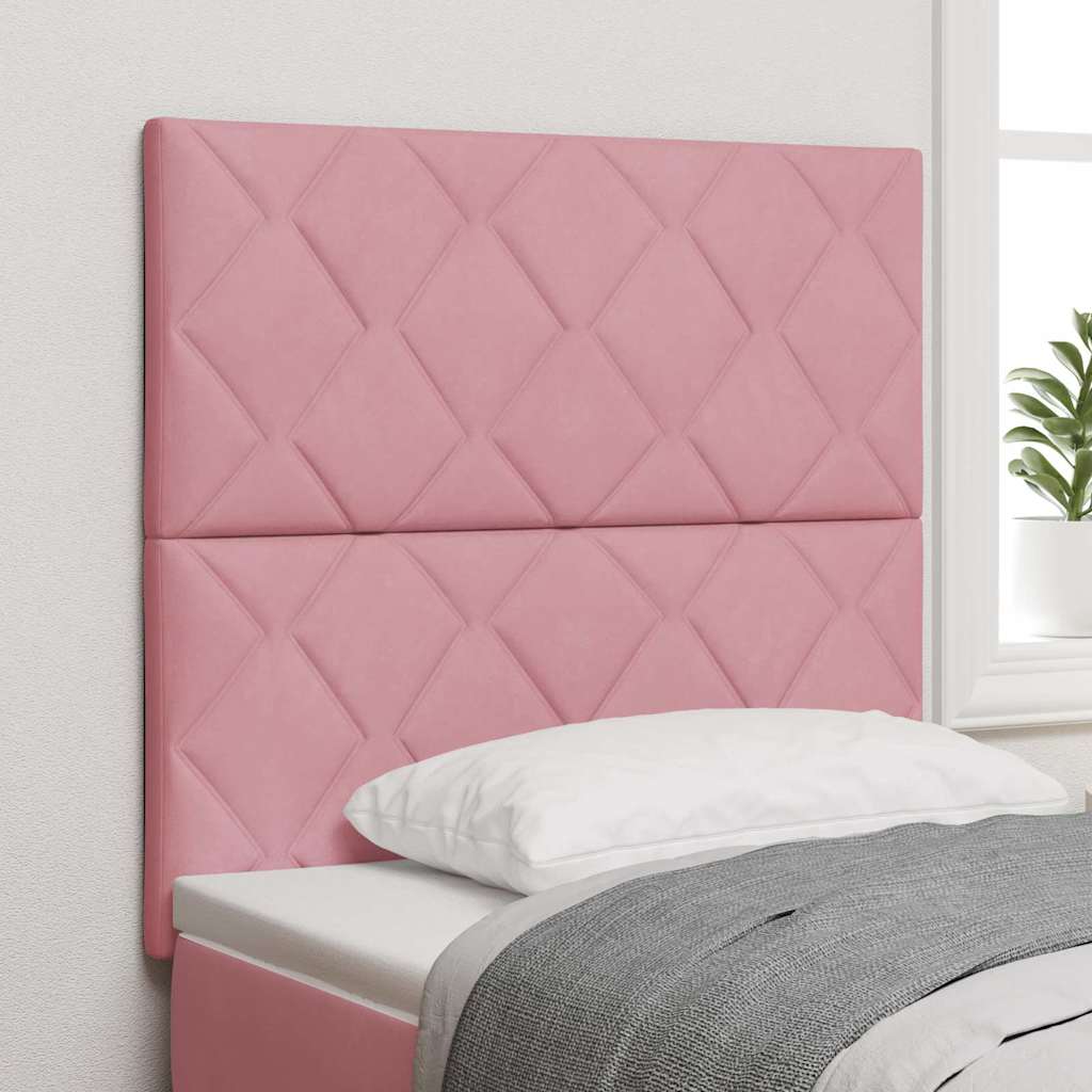 Pink Fløjls Sengegavl med Diamantblok Design 100 cm, vidaXL Pink Fløjls Sengegavl med Diamantblok Design 200 cm