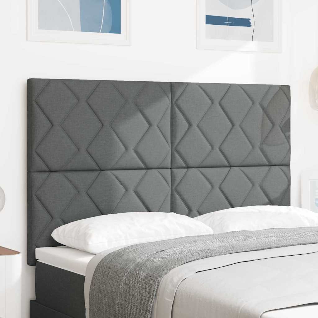 Sengegavl Diamantblokke Design Mørk Grå 140 cm Stof