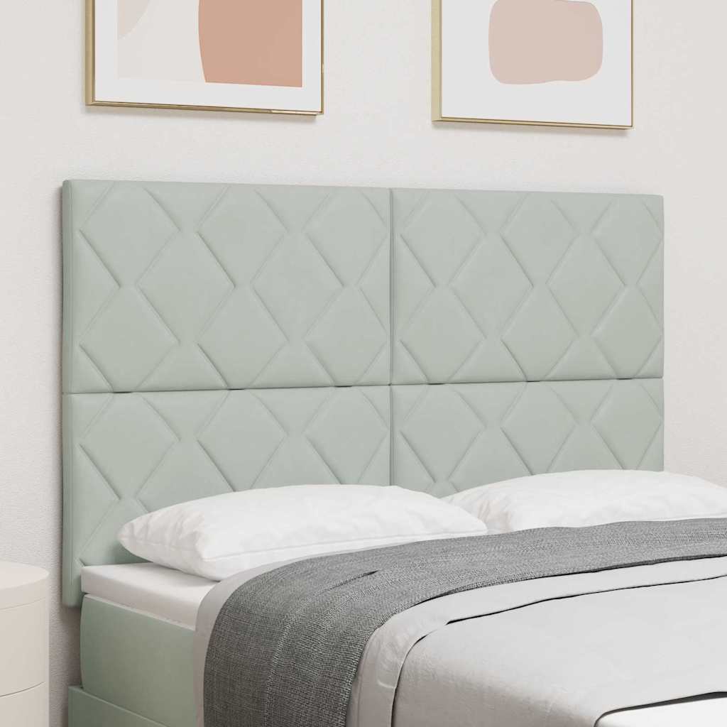 Sengegavl Diamantblok Design Lys Grå 160 cm Velour