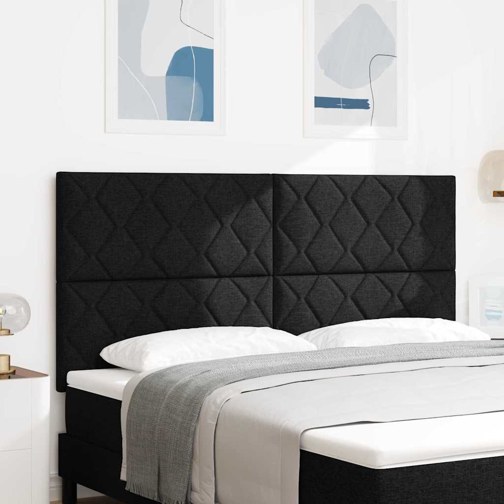 Sengegavl Diamantblokdesign Sort 180 cm Stof