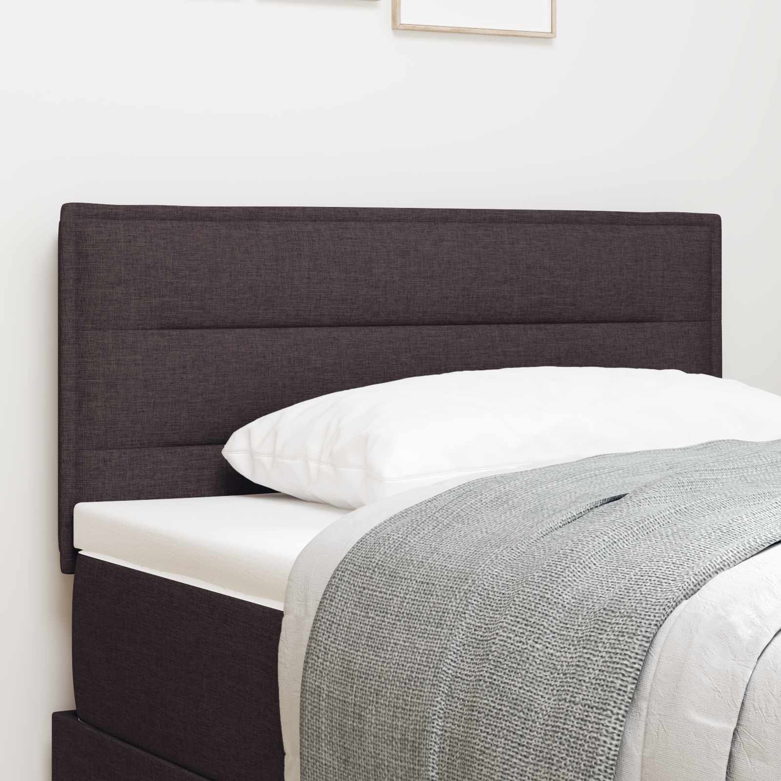vidaXL Tăblie LED cu benzi LED cu headboard Maro închis 80 cm țesătură