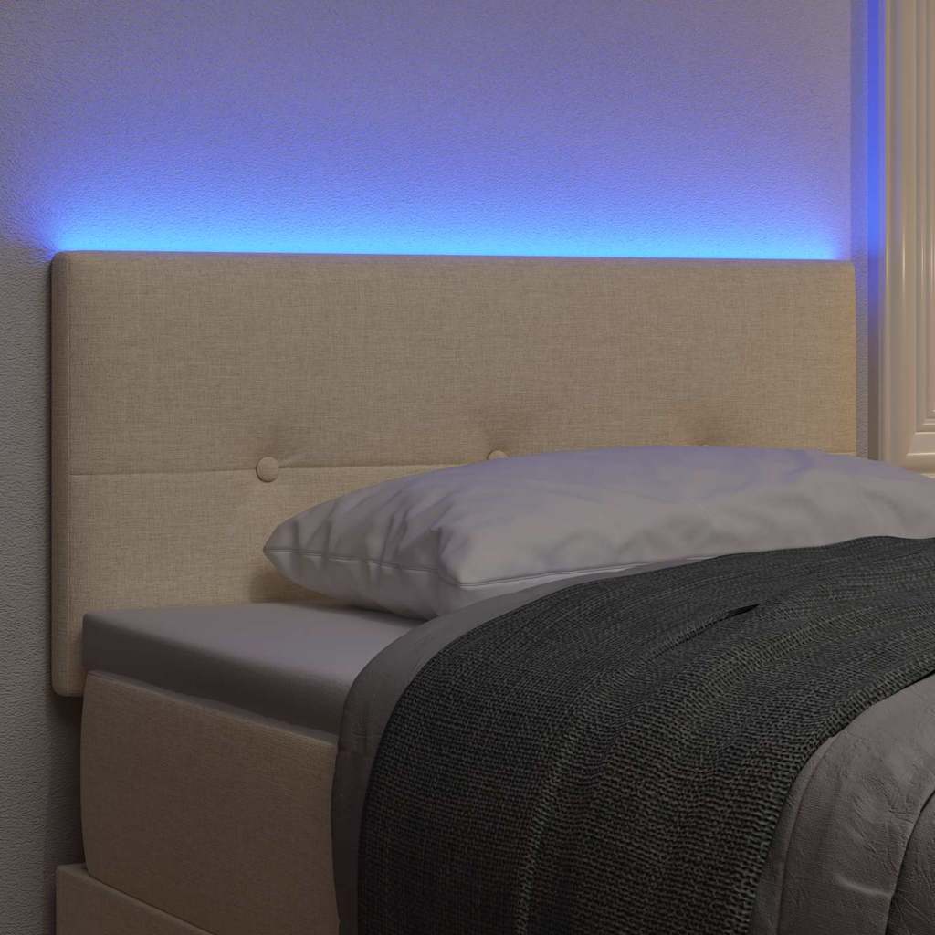 LED Headboard with LED Strip Lights Manual Cream 80 cm Fabric - Image 5