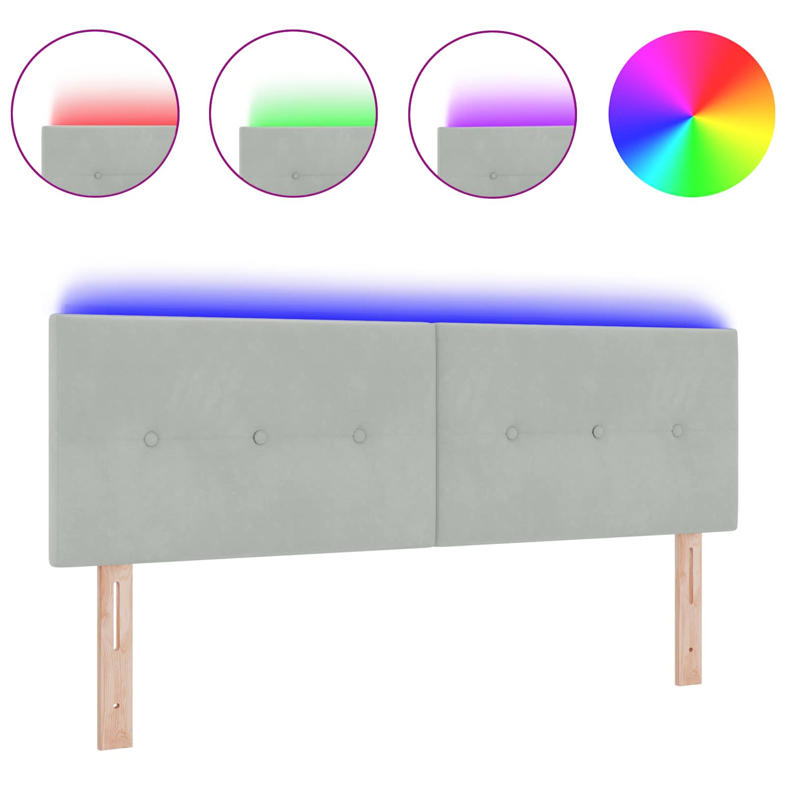 LED peatoed LED -ribatuledega peaga Helehall 160 cm Polüester 2 Kõik vajalik sinu aeda ja koju! LED peatoed LED -ribatuledega peaga Helehall 160 cm Polüester - Image 2