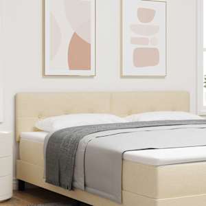 LED glava postelje z LED trakami z vzglavjem krema 180 cm blago
