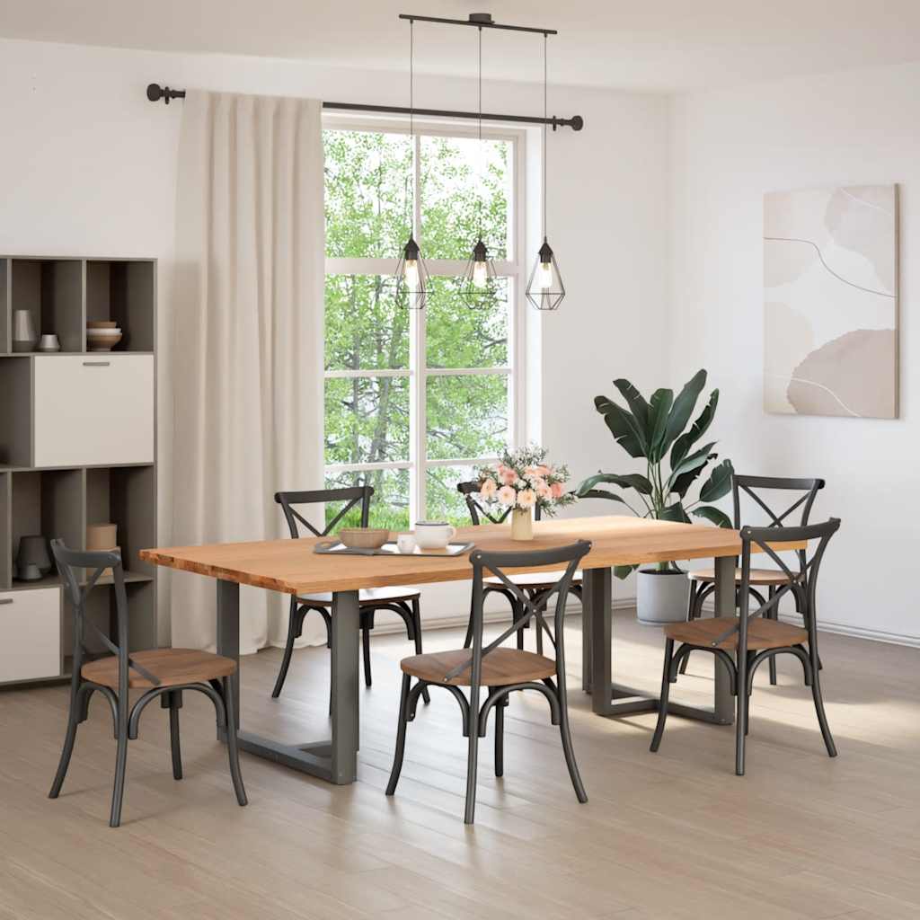 vidaXL Eettafel rechthoekig 240x120x74 cm massief eikenhout lichtbruin afbeelding