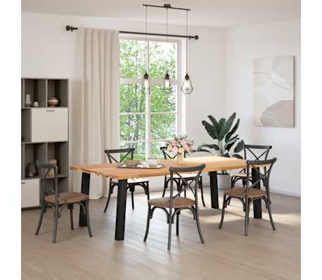 vidaXL Dining Table Light Brown Solid Oak Wood Large Seats Many