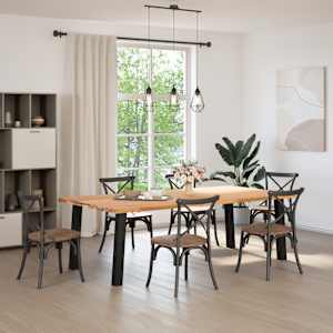 vidaXL Dining Table Light Brown Solid Oak Wood Large Seats Many