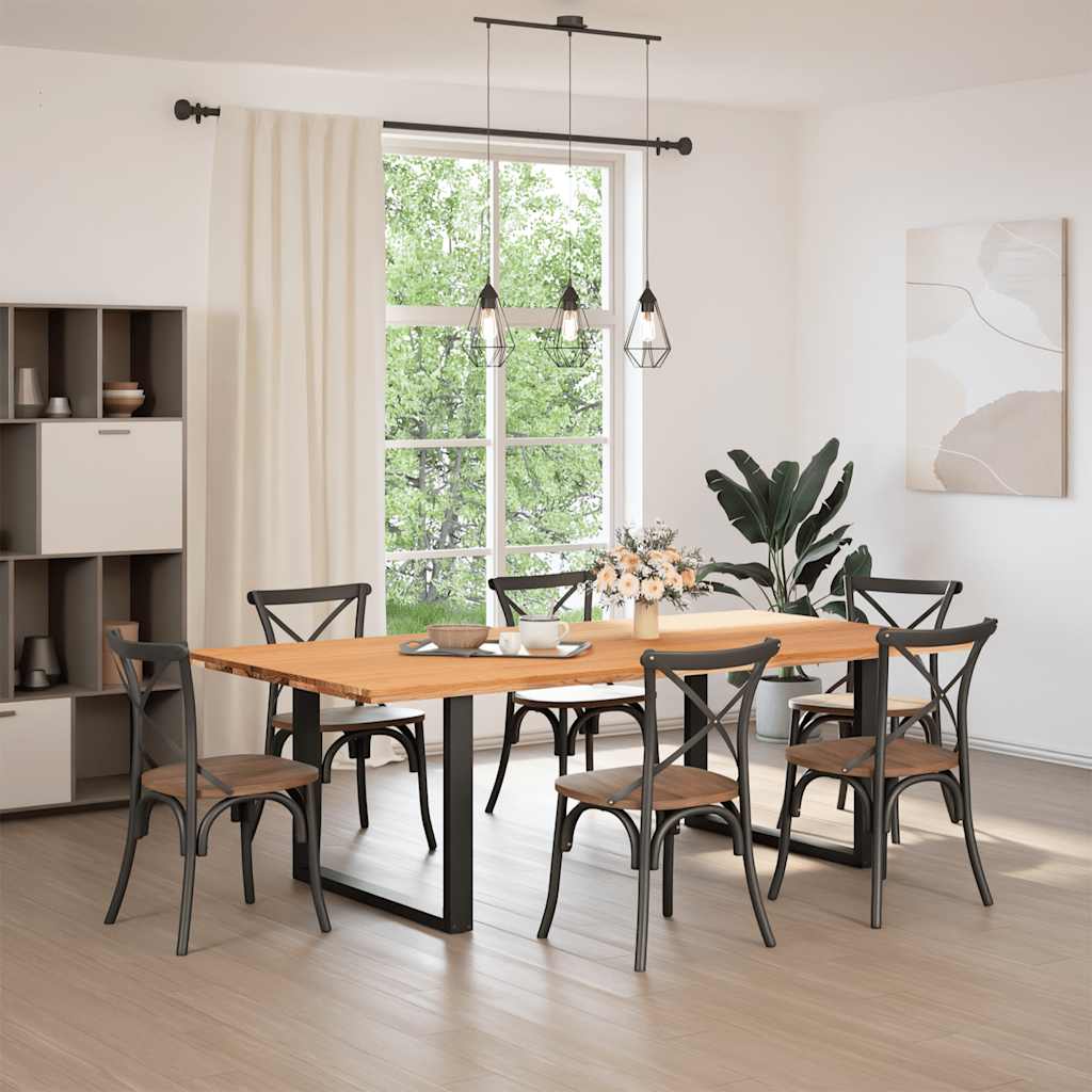 vidaXL Eettafel rechthoekig 240x120x74 cm massief eikenhout lichtbruin afbeelding