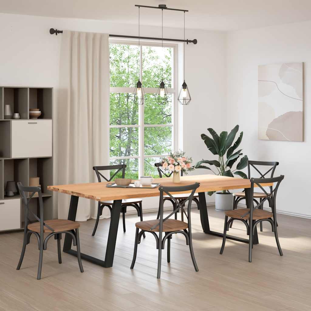 vidaXL Eettafel rechthoekig 240x120x74 cm massief eikenhout lichtbruin afbeelding