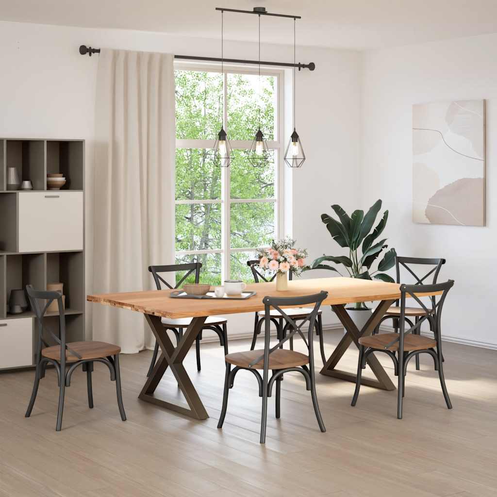 vidaXL Eettafel rechthoekig 240x120x74 cm massief eikenhout lichtbruin afbeelding