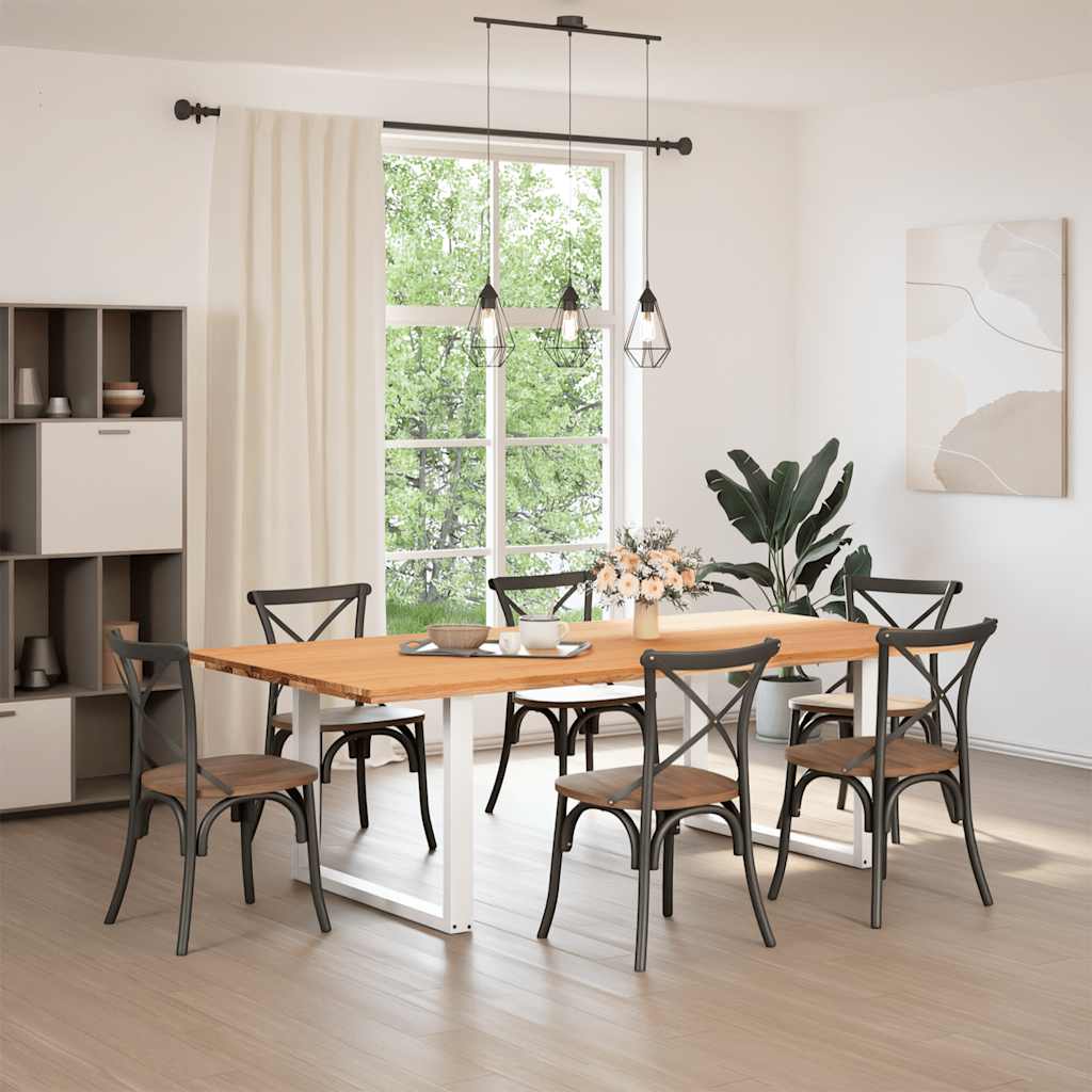 vidaXL Eettafel rechthoekig 240x120x74 cm massief eikenhout lichtbruin afbeelding