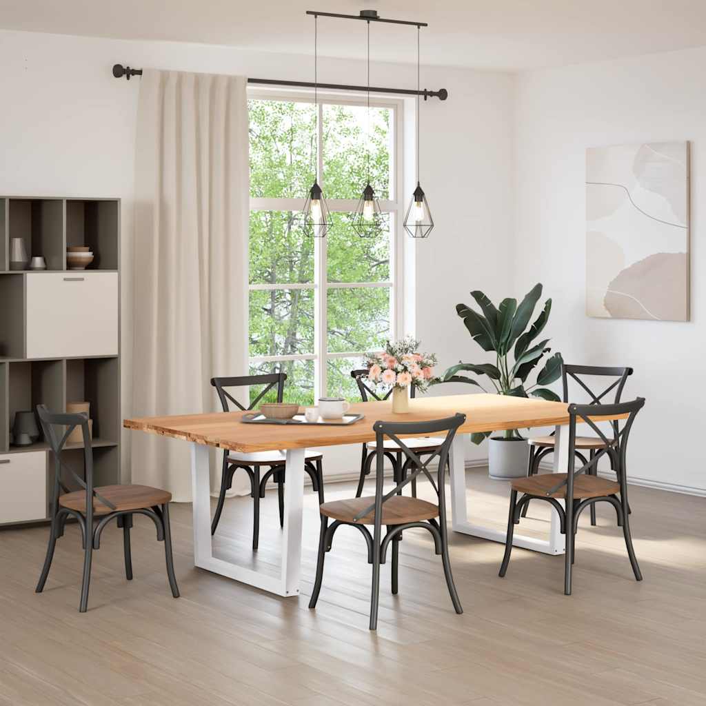 vidaXL Eettafel rechthoekig 240x120x74 cm massief eikenhout lichtbruin afbeelding