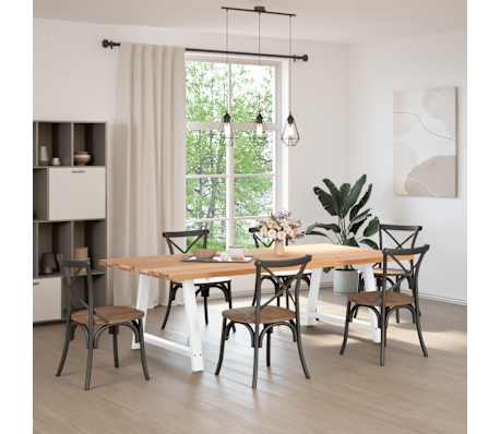 vidaXL Table &agrave; manger marron clair bois de ch&ecirc;ne massif rectangulaire