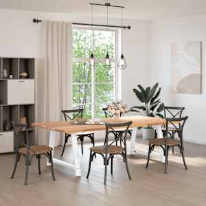 vidaXL Table &agrave; manger marron clair bois de ch&ecirc;ne massif rectangulaire