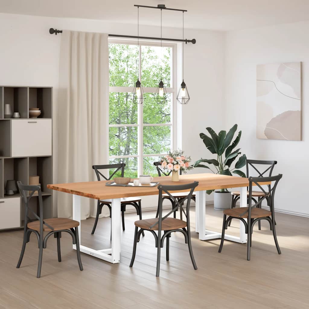 vidaXL Eettafel rechthoekig 240x120x74 cm massief eikenhout lichtbruin afbeelding