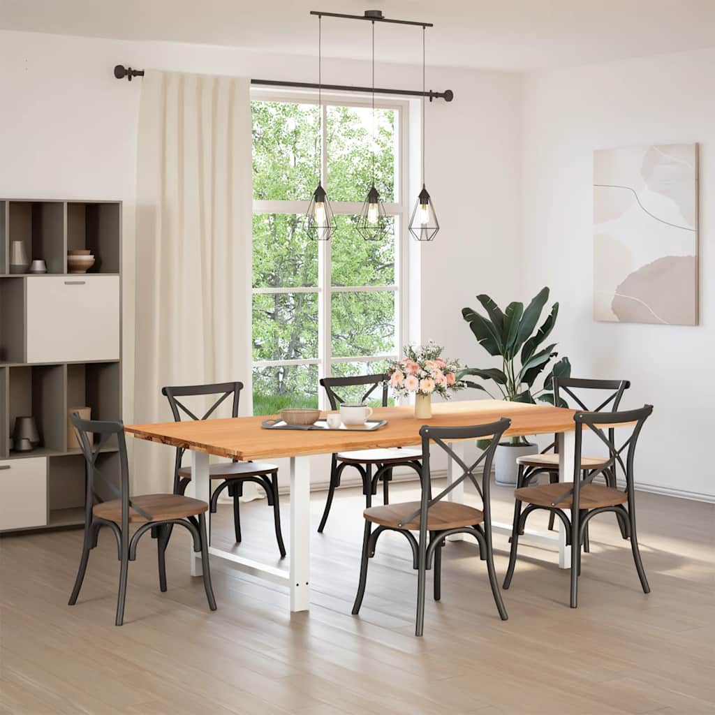 vidaXL Eettafel rechthoekig 240x120x74 cm massief eikenhout lichtbruin afbeelding