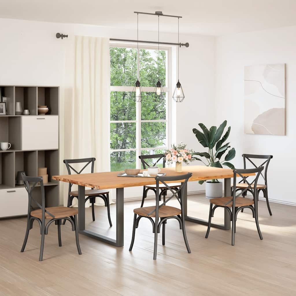 vidaXL Eettafel met natuurlijke rand 240x120x74 cm massief eikenhout afbeelding