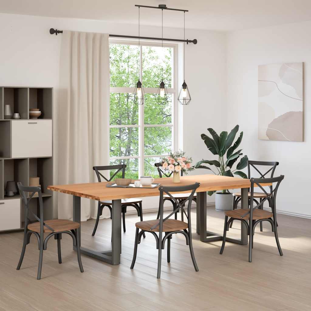 vidaXL Eettafel met natuurlijke rand 240x120x74 cm massief eikenhout afbeelding