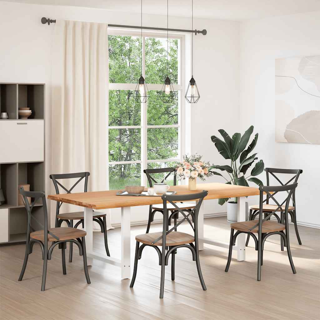 vidaXL Eettafel met natuurlijke rand 220x100x74 cm massief eikenhout afbeelding