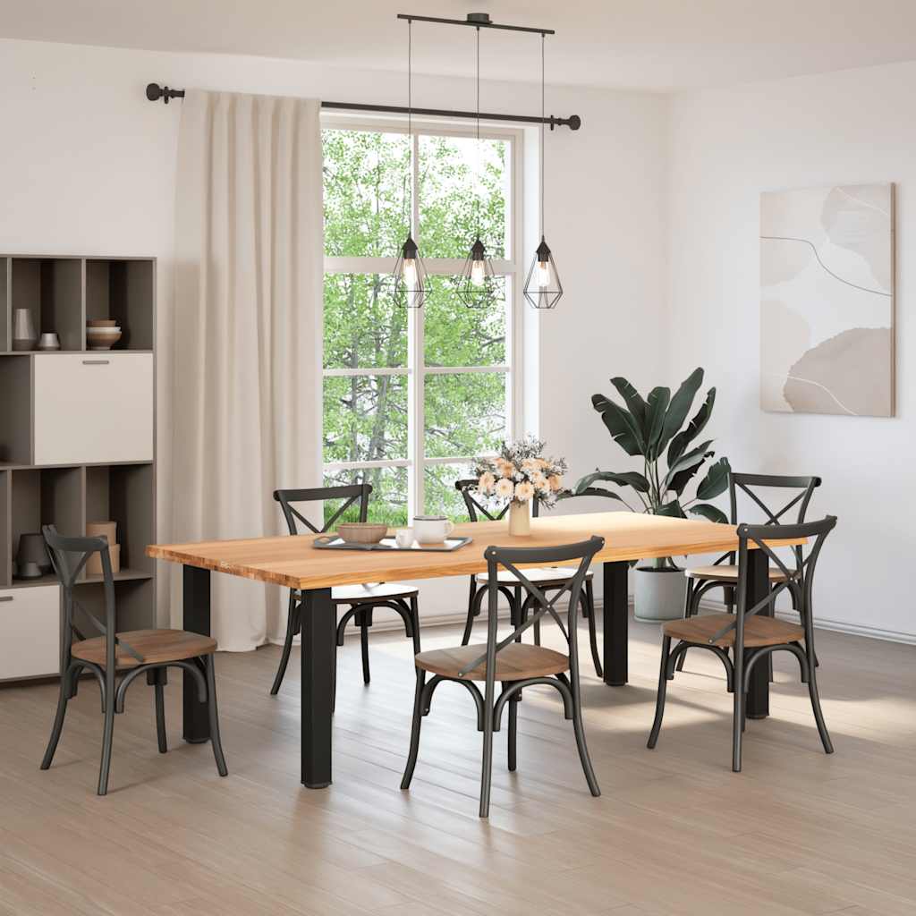 vidaXL Eettafel rechthoekig 240x120x74 cm massief eikenhout lichtbruin afbeelding