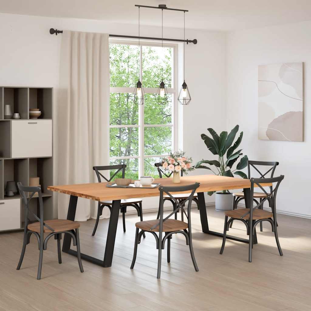 vidaXL Eettafel met natuurlijke rand 240x120x74 cm massief eikenhout afbeelding