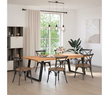 vidaXL Esstisch mit Baumkanten 240x120x74 cm Massivholz Eiche Rechteck