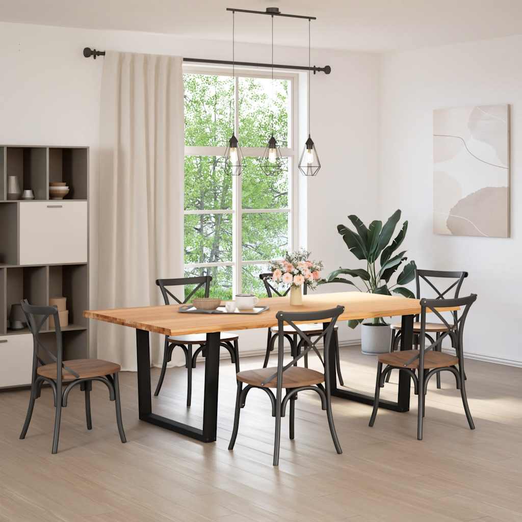 vidaXL Eettafel met boomrand 240x120x74 cm massief hout eiken afbeelding