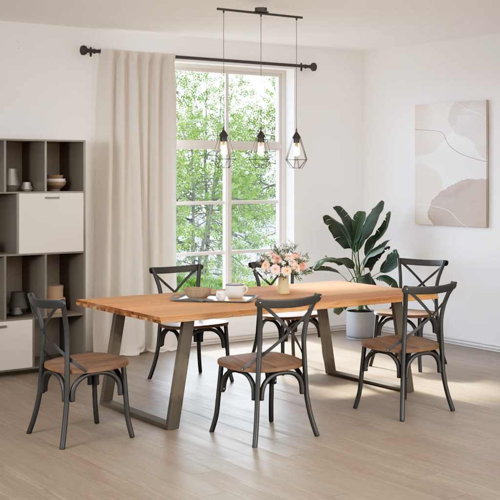 vidaXL Eettafel met natuurlijke rand 240x120x74 cm massief eikenhout afbeelding