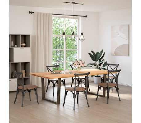 vidaXL Eettafel met boomrand 240x120x74 cm massief hout eiken