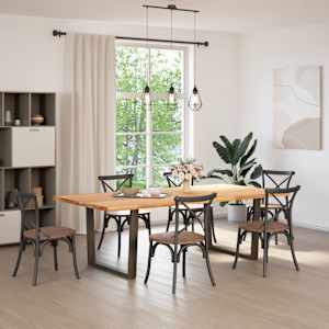 vidaXL Eettafel met boomrand 240x120x74 cm massief hout eiken