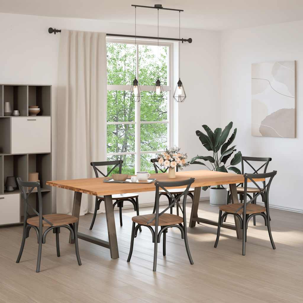 vidaXL Eettafel met natuurlijke rand 240x120x74 cm massief eikenhout afbeelding