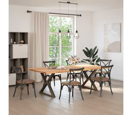 vidaXL Table &agrave; manger avec bord naturel 240x120x74cm bois massif ch&ecirc;ne