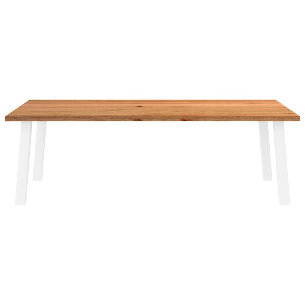 Eettafel rechthoekig 240x120x74 cm massief eikenhout lichtbruin - Afbeelding 3