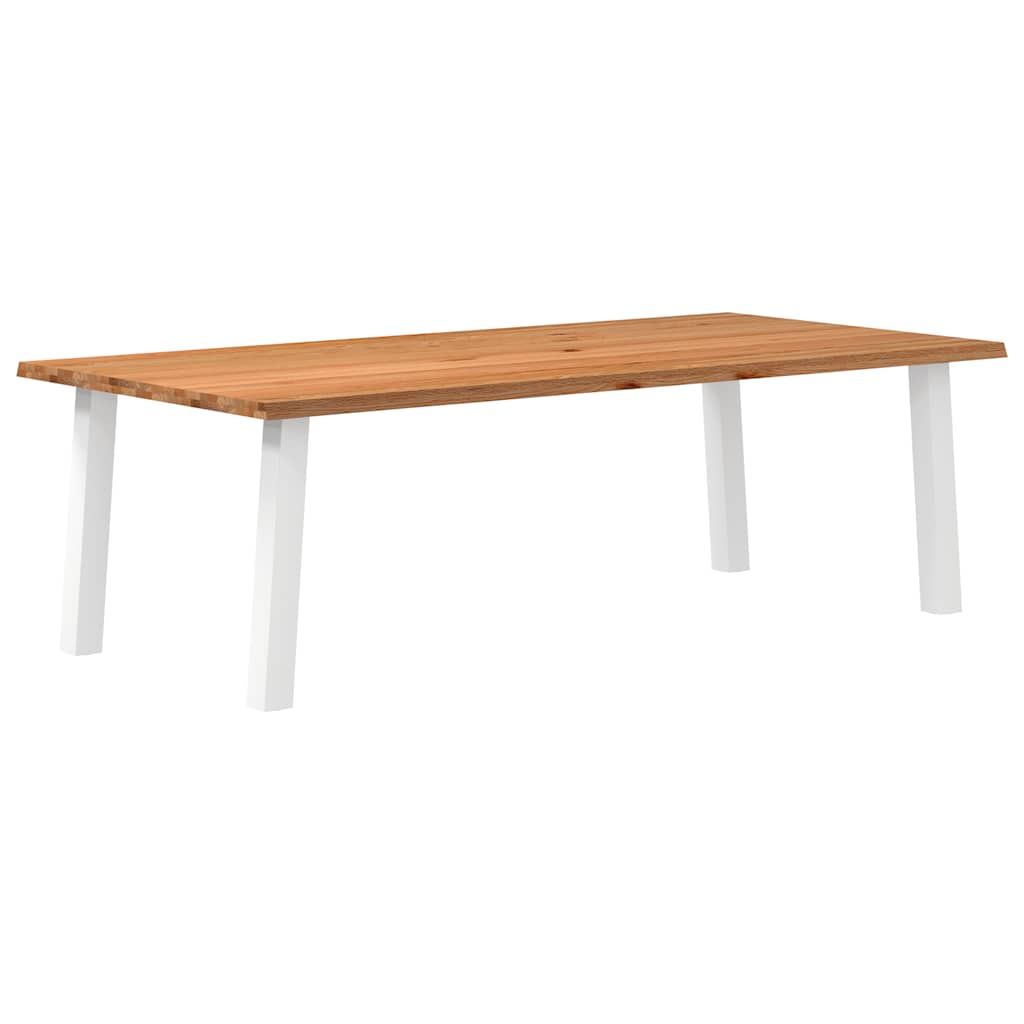 Eettafel rechthoekig 240x120x74 cm massief eikenhout lichtbruin - Afbeelding 5