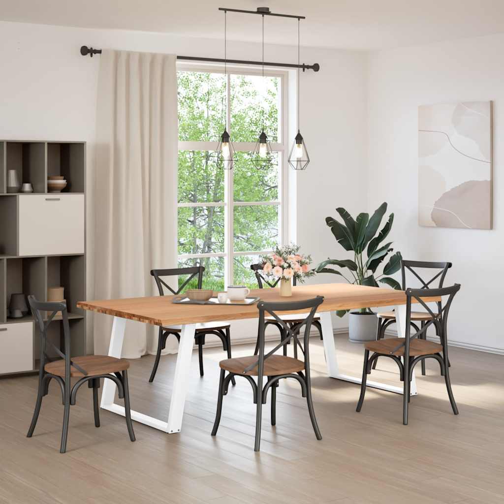 vidaXL Eettafel met natuurlijke rand 240x120x74 cm massief eikenhout afbeelding