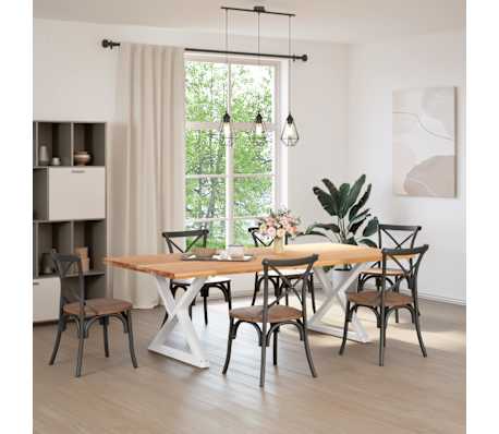 vidaXL Table &agrave; manger avec bord naturel 240x120x74cm bois massif ch&ecirc;ne