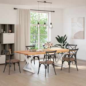 vidaXL Table &agrave; manger avec bord naturel 240x120x74cm bois massif ch&ecirc;ne