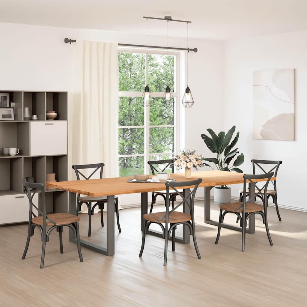 vidaXL Eettafel rechthoekig 280x120x74 cm massief eikenhout lichtbruin afbeelding