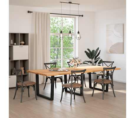 vidaXL Table &agrave; manger 280x120x74 cm bois de ch&ecirc;ne massif rectangulaire