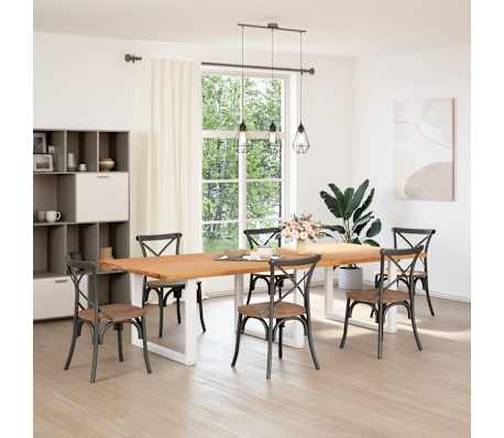 vidaXL Table &agrave; manger marron clair bois de ch&ecirc;ne massif rectangulaire