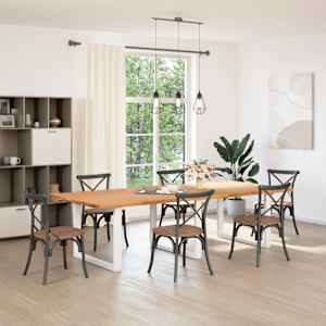 vidaXL Table &agrave; manger marron clair bois de ch&ecirc;ne massif rectangulaire