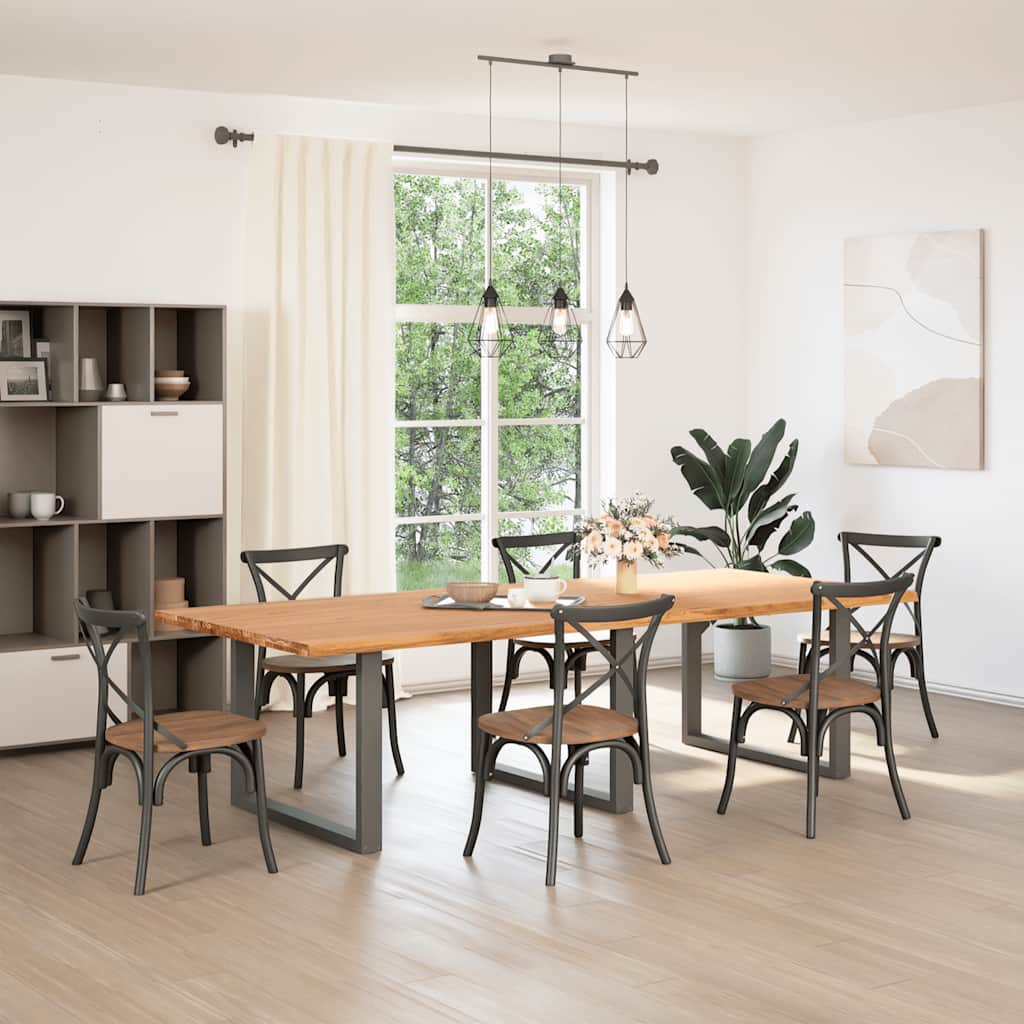 vidaXL Eettafel rechthoekig 280x120x74 cm massief eikenhout lichtbruin afbeelding