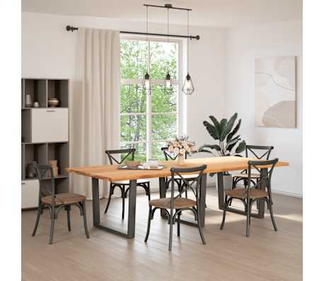 vidaXL Esstisch mit Baumkanten 280x120x74 cm Massivholz Eiche