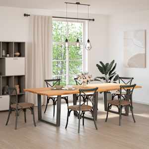 vidaXL Esstisch mit Baumkanten 280x120x74 cm Massivholz Eiche