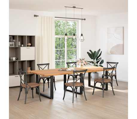 vidaXL Table &agrave; manger marron clair bois de ch&ecirc;ne massif rectangulaire