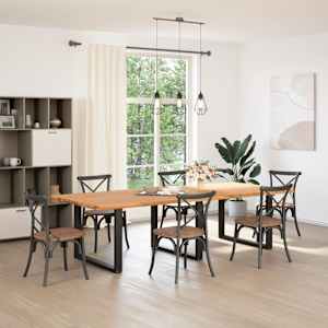 vidaXL Table &agrave; manger marron clair bois de ch&ecirc;ne massif rectangulaire