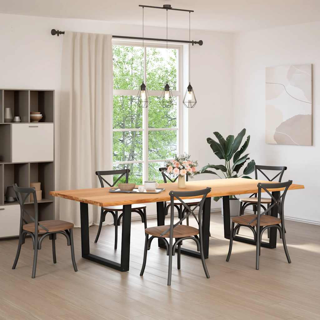 vidaXL Eettafel met natuurlijke rand 280x120x74 cm massief eikenhout afbeelding