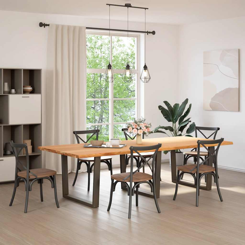 vidaXL Eettafel met natuurlijke rand 280x120x74 cm massief eikenhout afbeelding