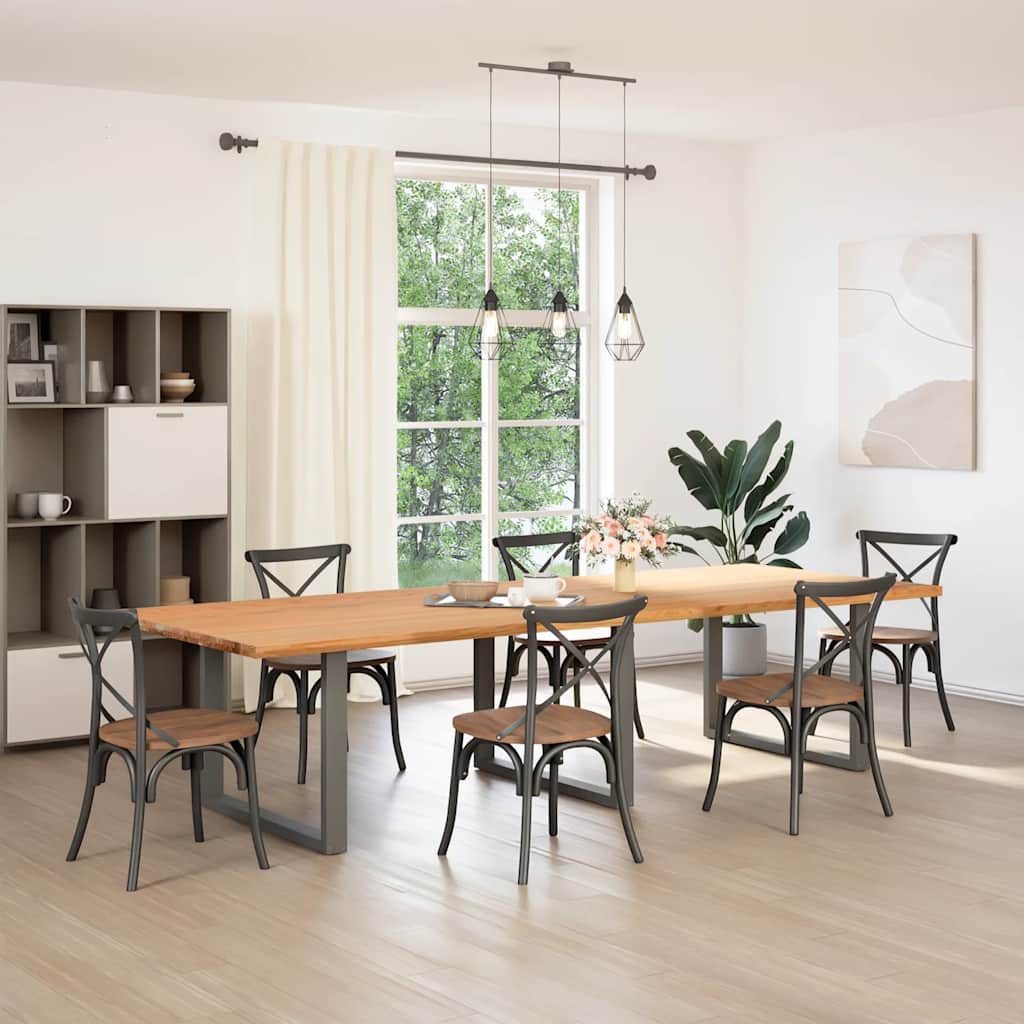 vidaXL Eettafel rechthoekig 320x120x74 cm massief eikenhout lichtbruin afbeelding
