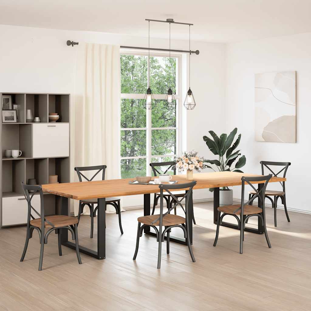 vidaXL Eettafel rechthoekig 320x120x74 cm massief eikenhout lichtbruin afbeelding